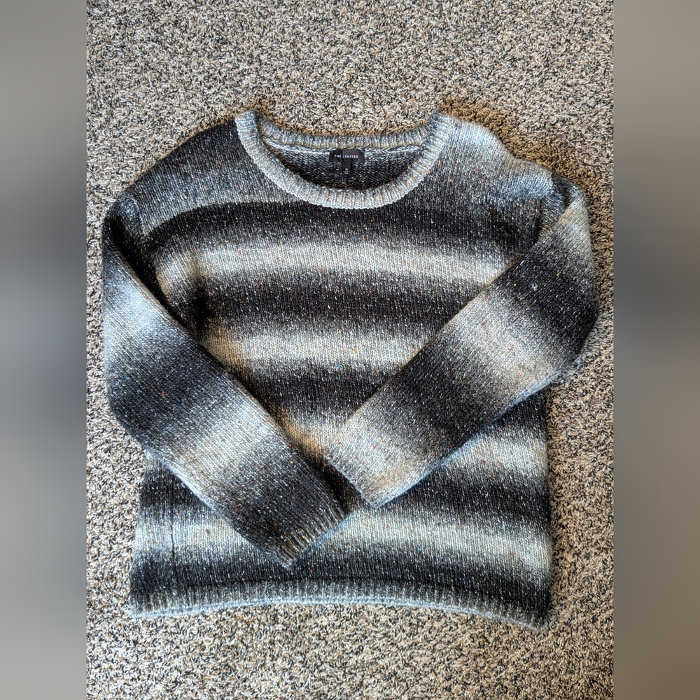 The Limited Gray Black Ombre Crewneck Sweater
